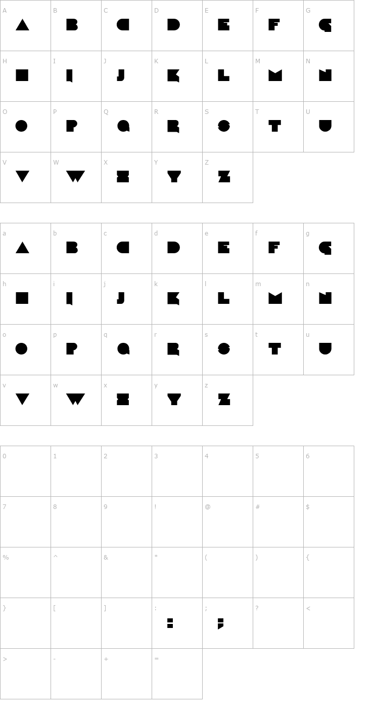 Character Map Caligari Font