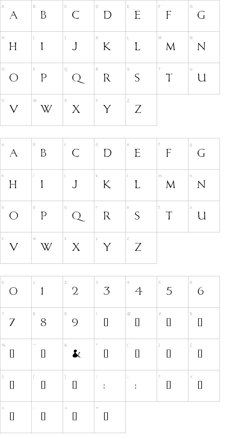 Character Map CaligulaDodgy Font