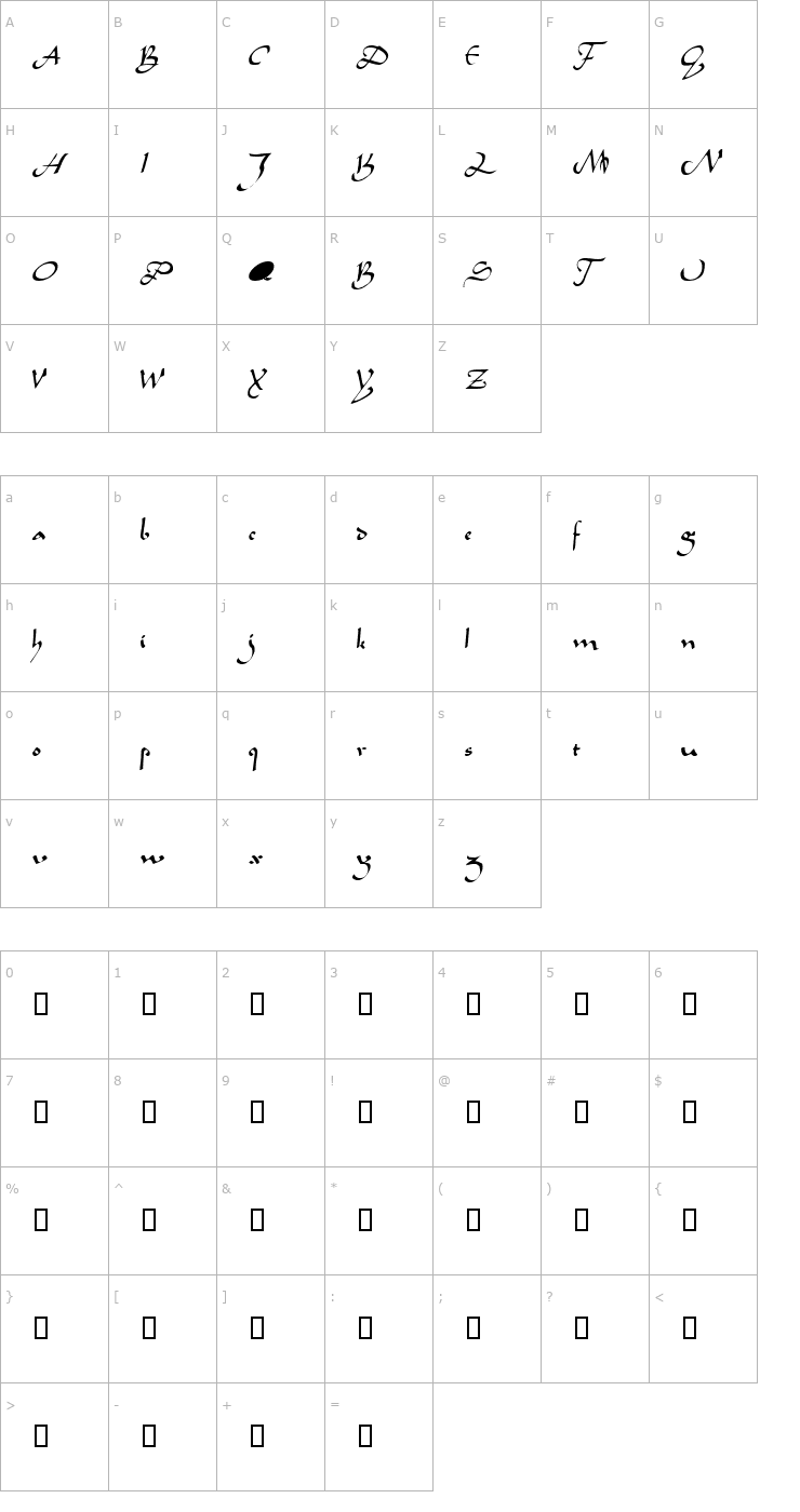 Character Map Caliph Font