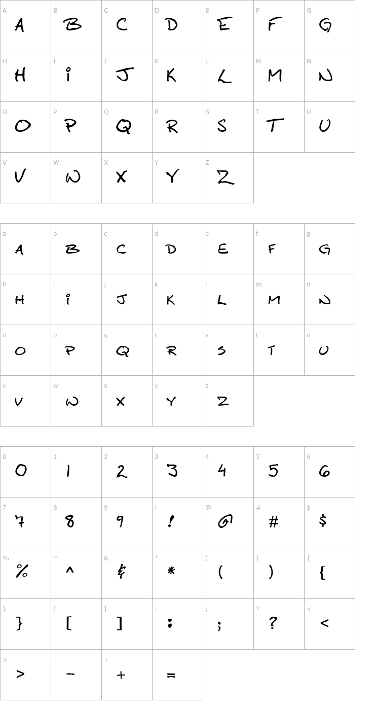 Character Map Callahan Font