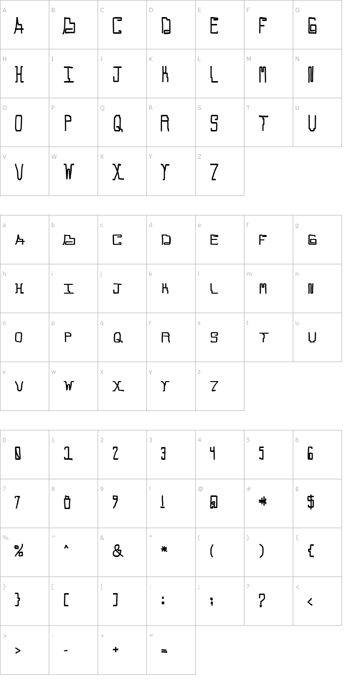 Character Map Callallied Font