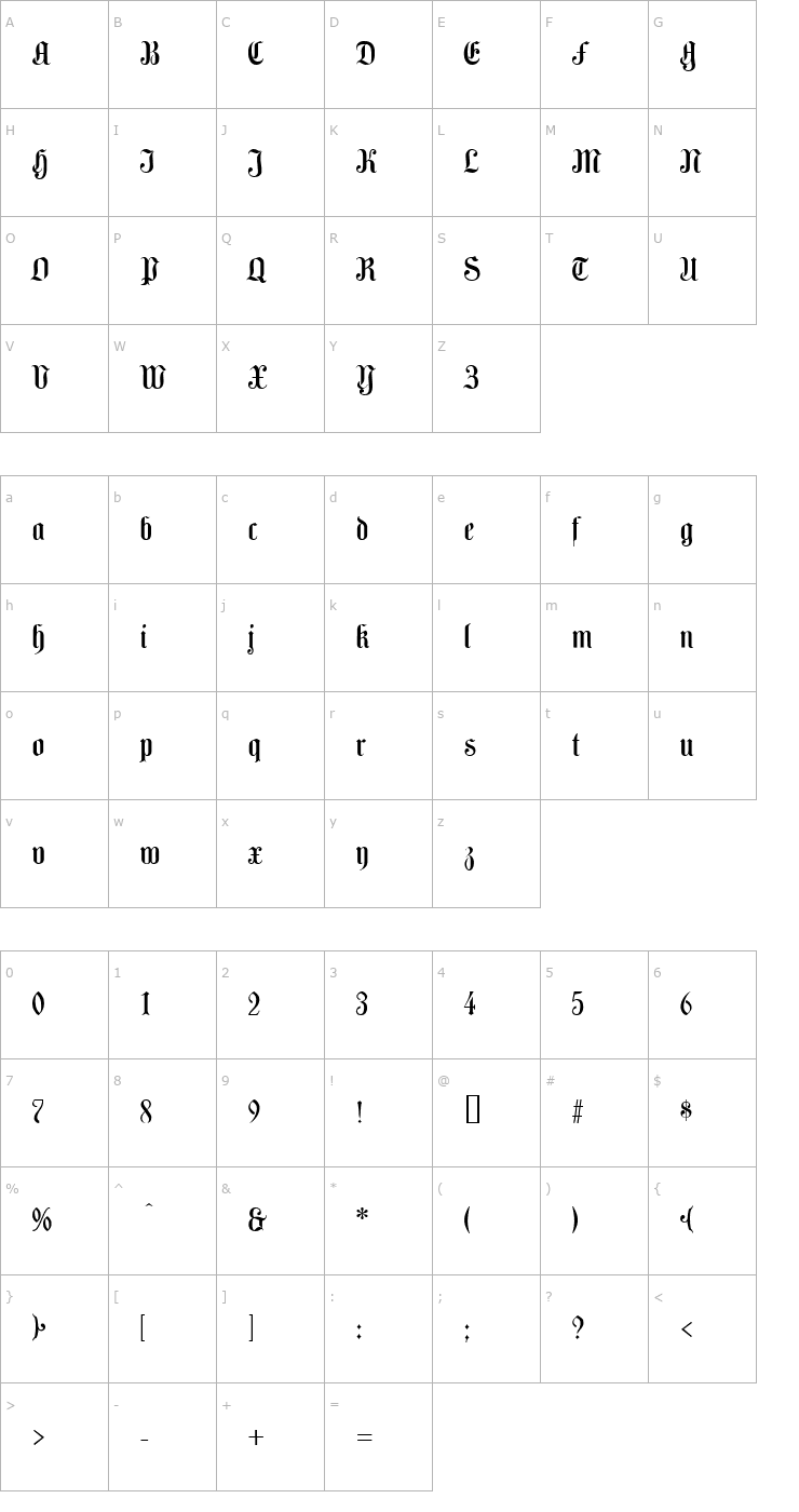 Character Map Camden Text Font