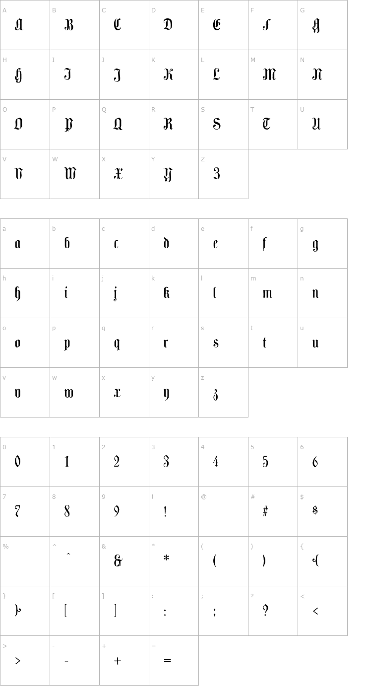 Character Map CamdenText-Regular Font