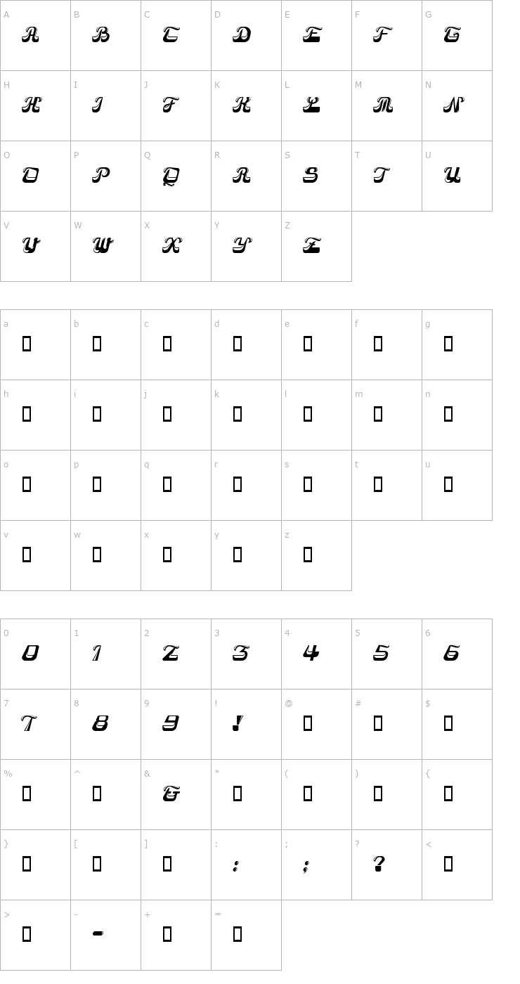Character Map Camel Bold Font