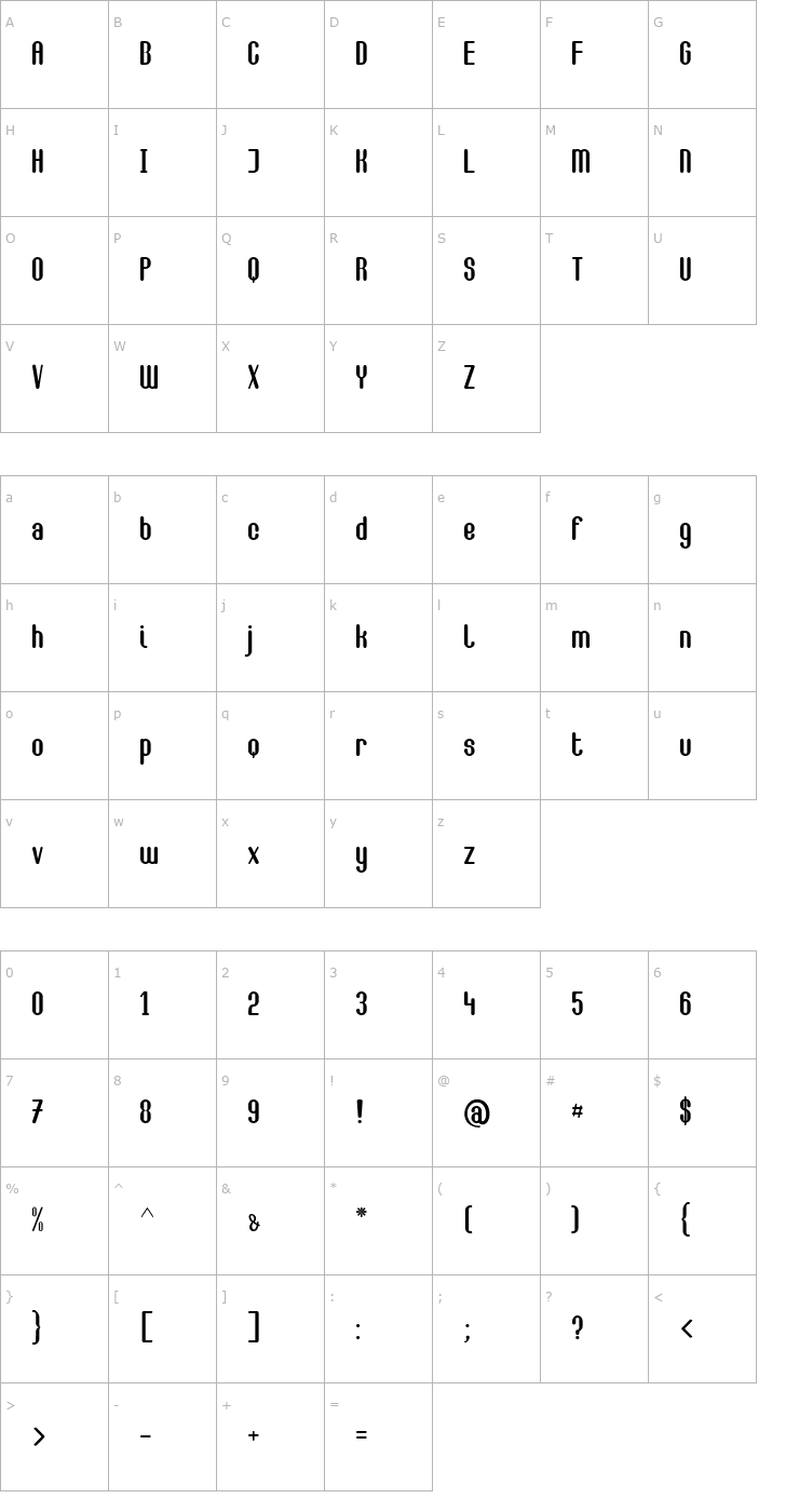 Character Map Camilla Font