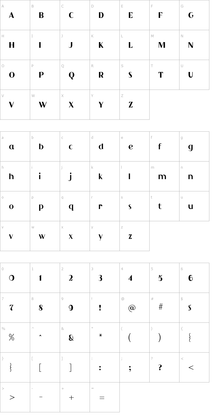 Character Map Camion Font