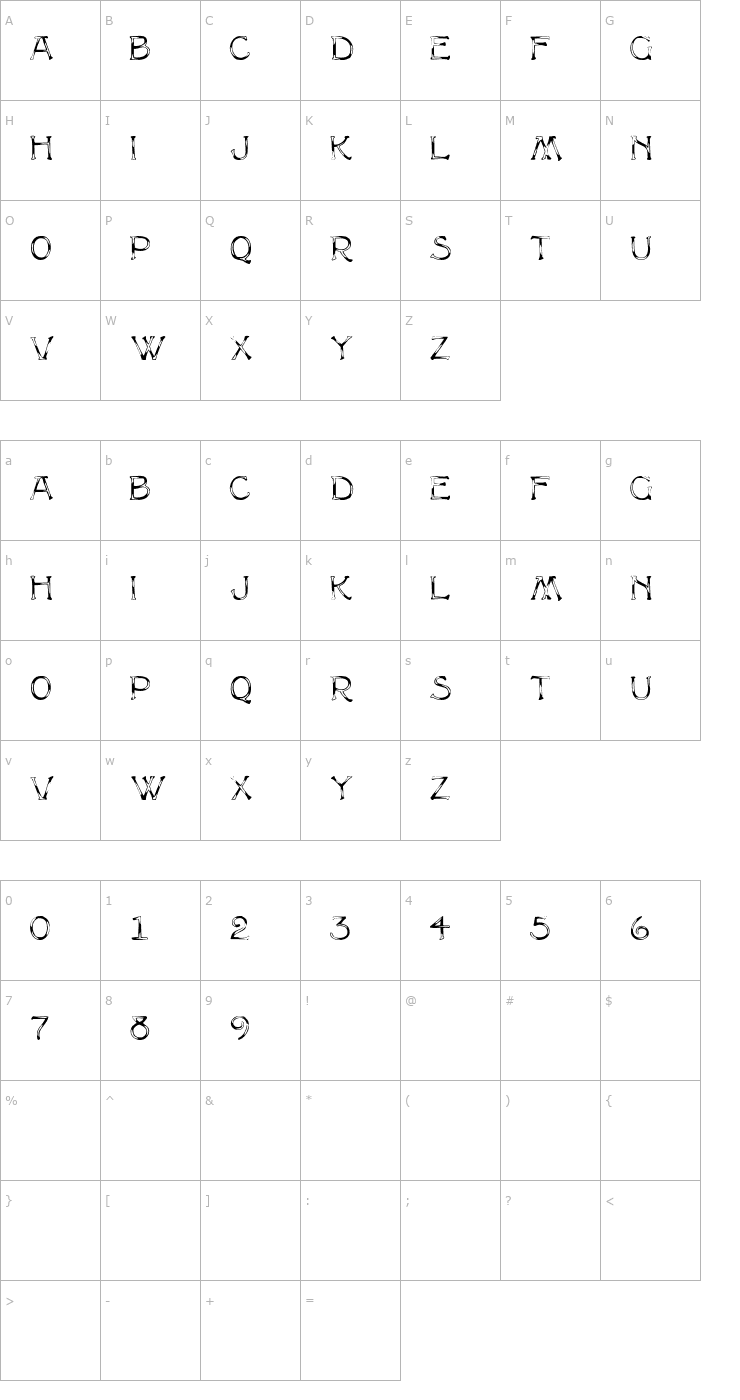 Character Map CammyCapsDisplay Font
