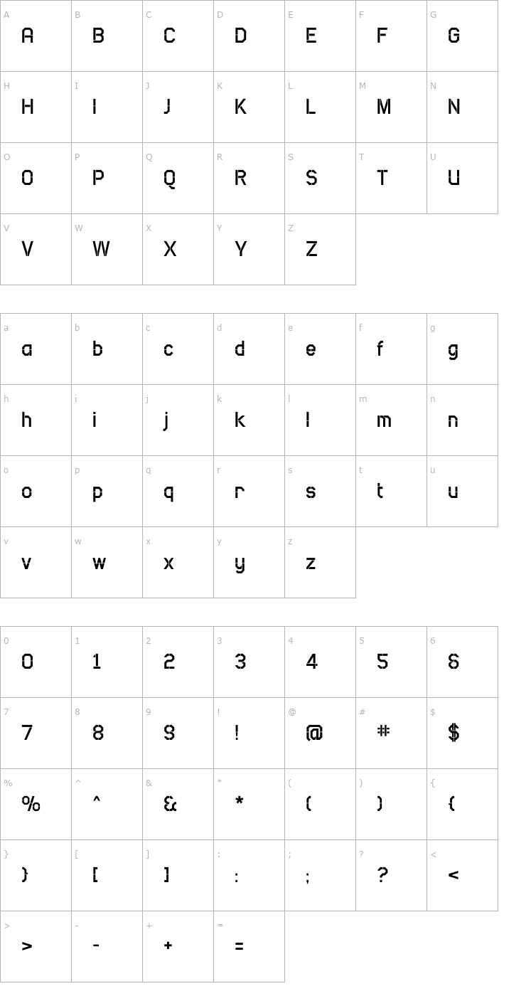 Character Map Camo SansHeavy Font