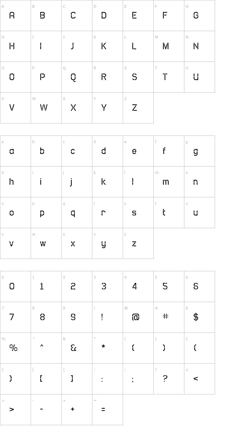 Character Map Camo SansRegular Font
