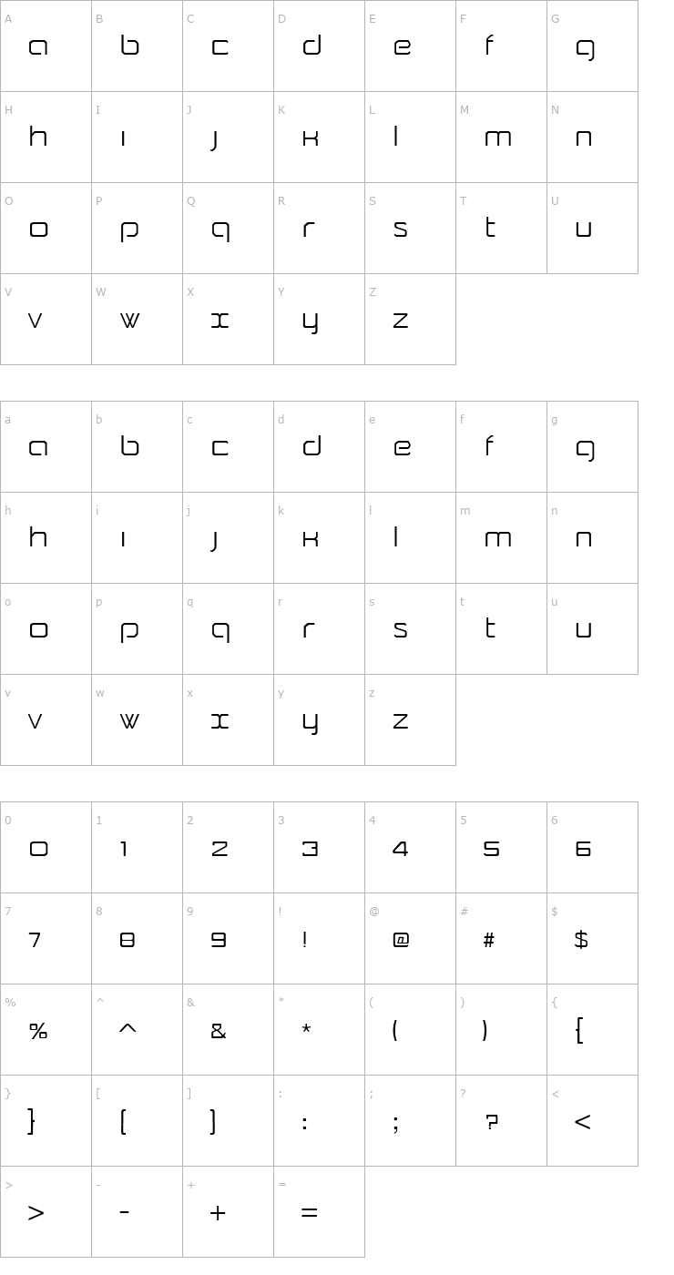 Character Map Camomile Font