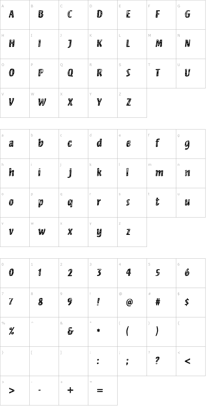 Character Map Camouflage Font