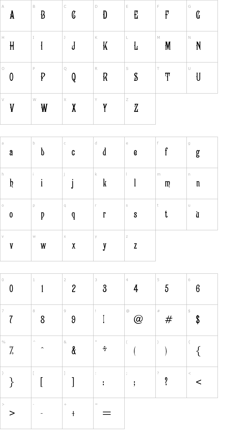 Character Map Campanile Font