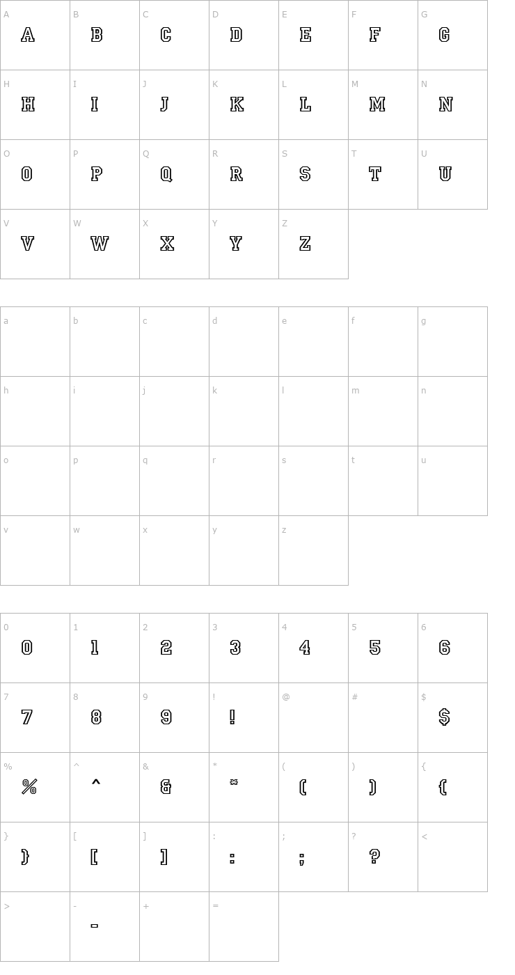 Character Map Campus MN Font