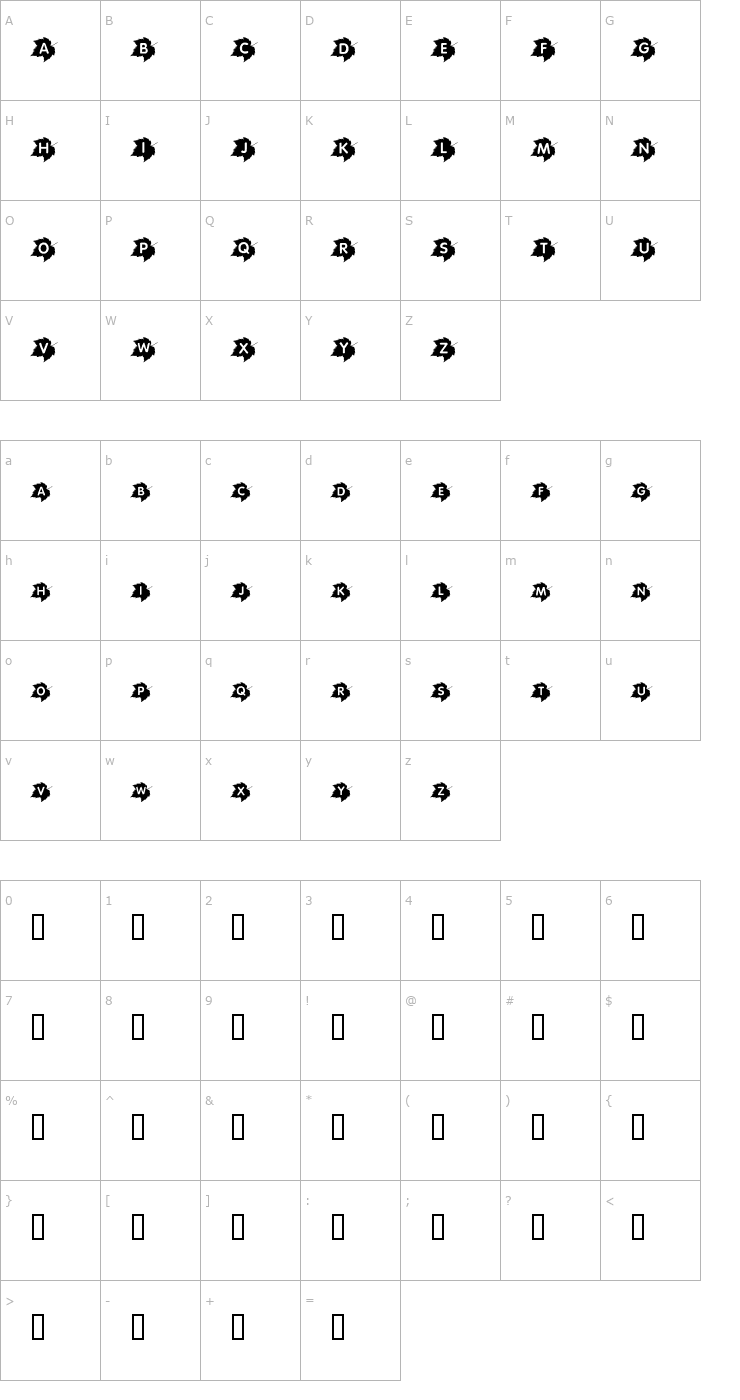 Character Map Canadian Autumn Font