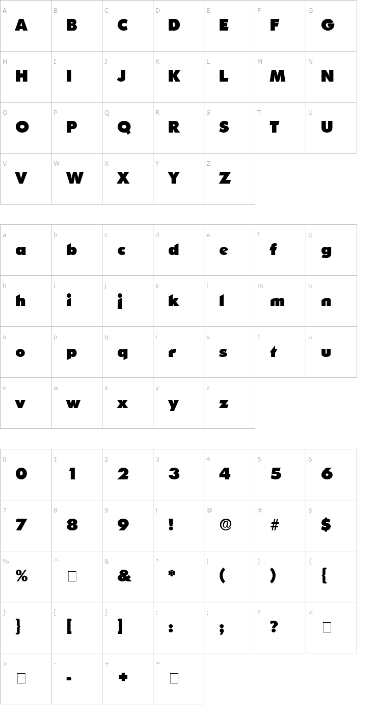 Character Map Candella Display SSi Font