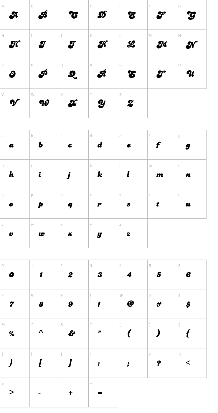 Character Map Candice Font