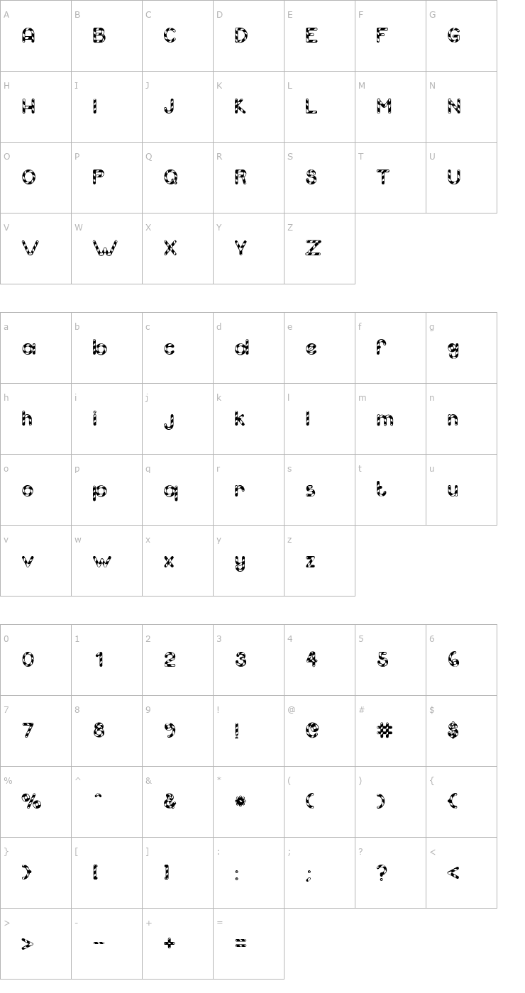 Character Map Candy Cane Match Font