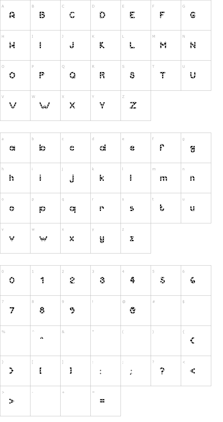 Character Map Candy Cane (Unregistered) Font