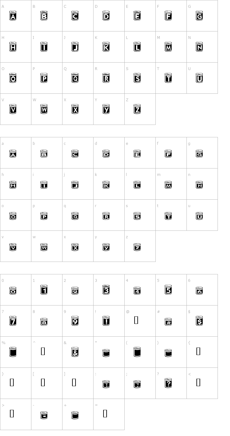 Character Map CanGoods Font