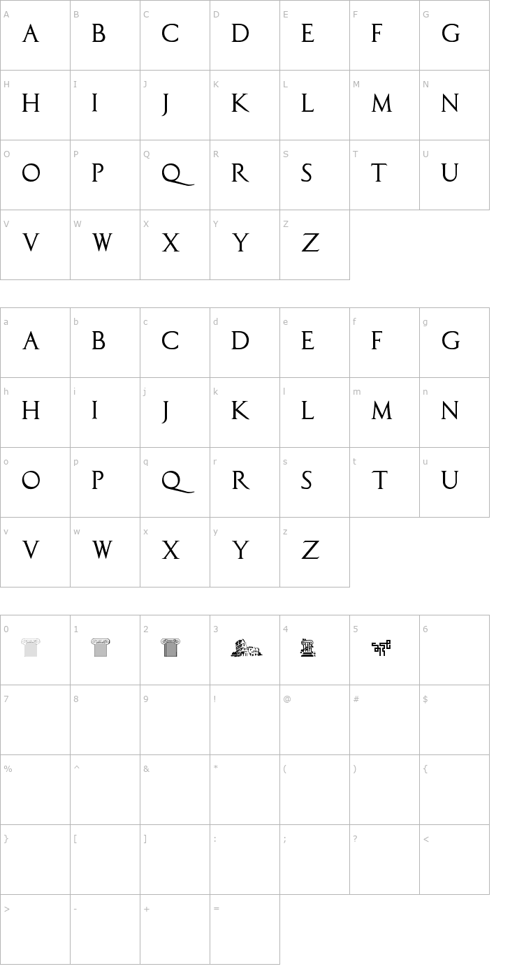 Character Map Capitalis TypOasis Font