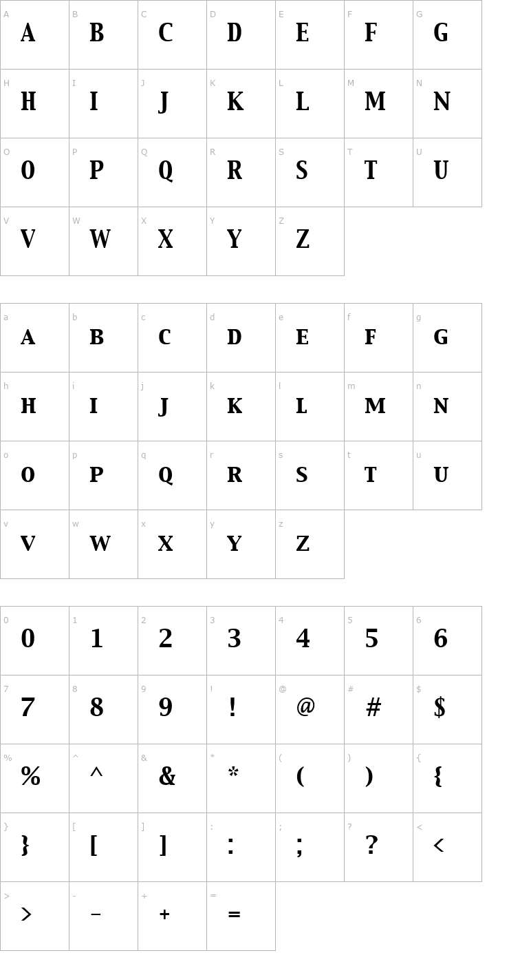 Character Map Capitals Font