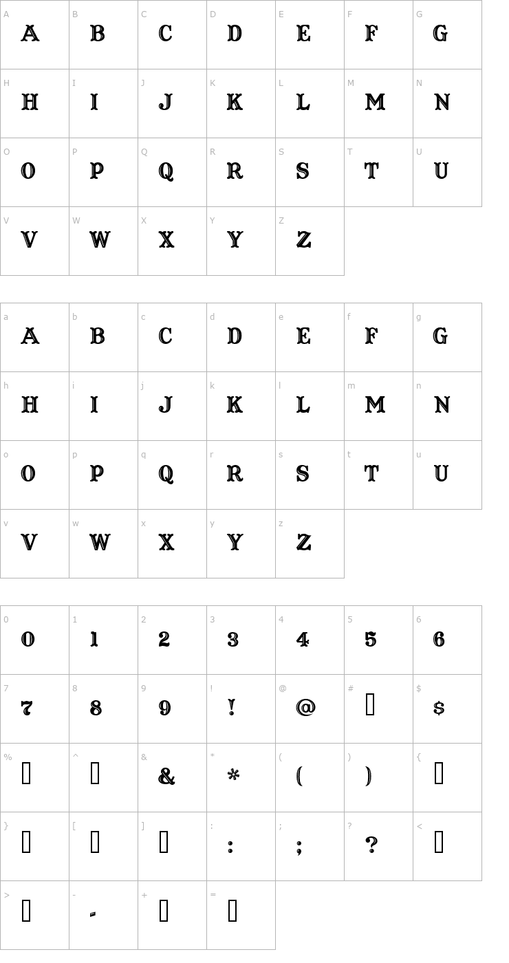 Character Map Captain Howdy Font