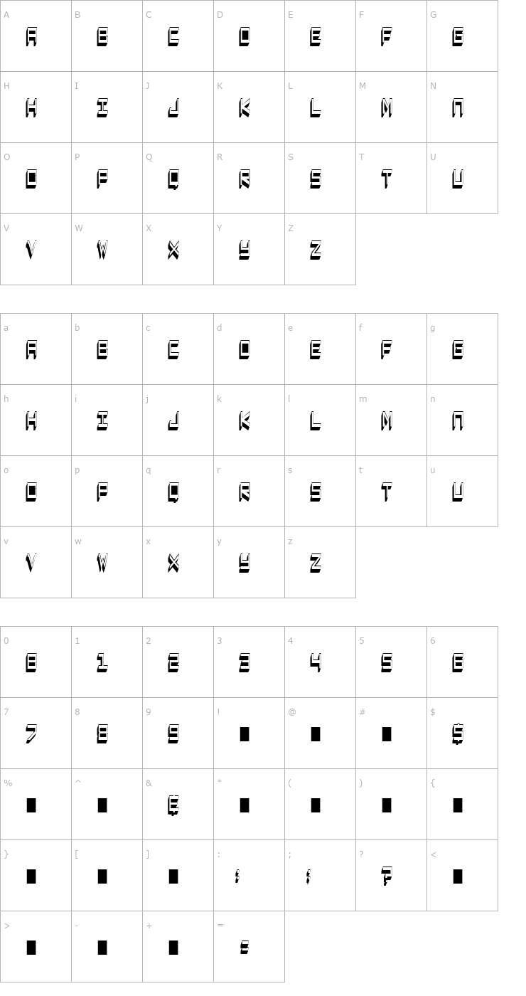 Character Map Captain Lethargic Font