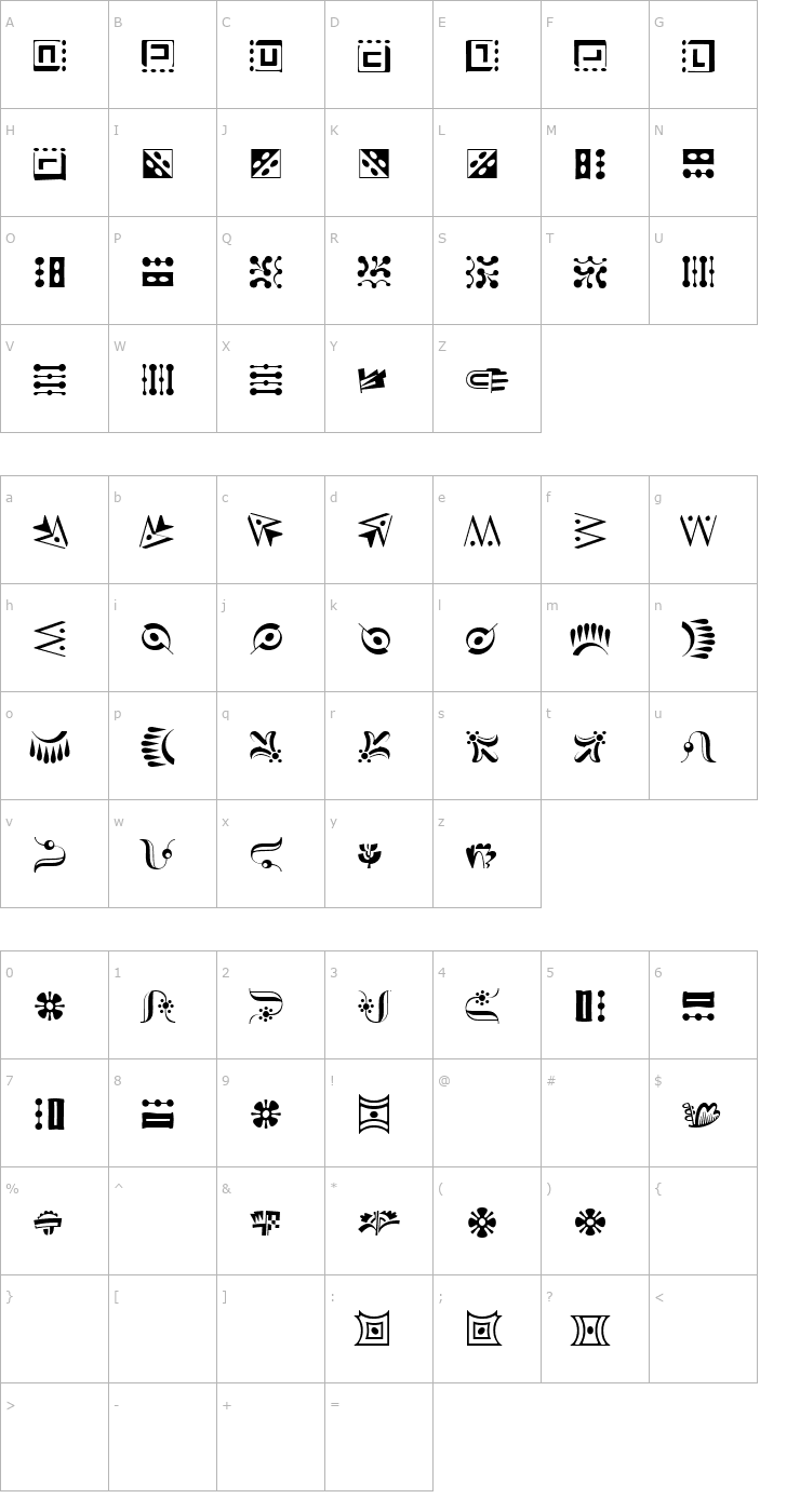 Character Map Caravan LH Three Font