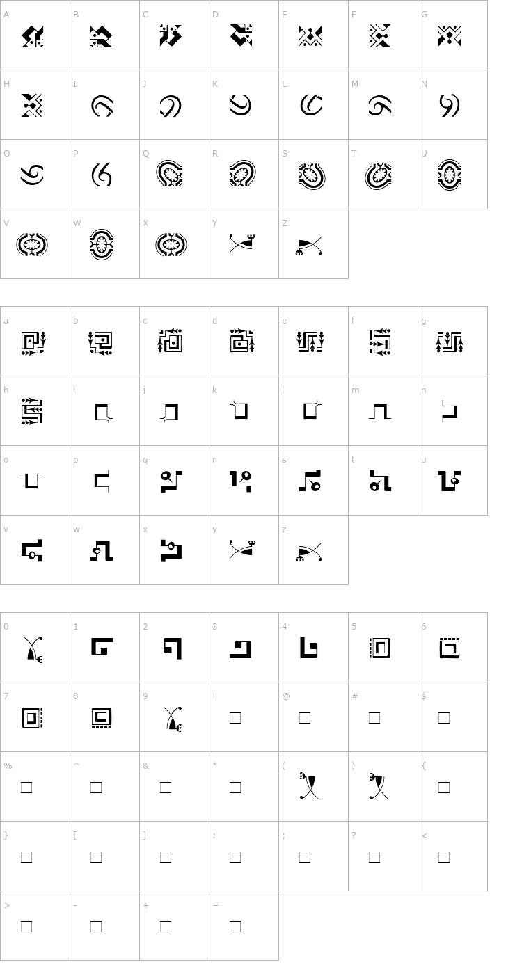 Character Map CaravanLHTwo Font