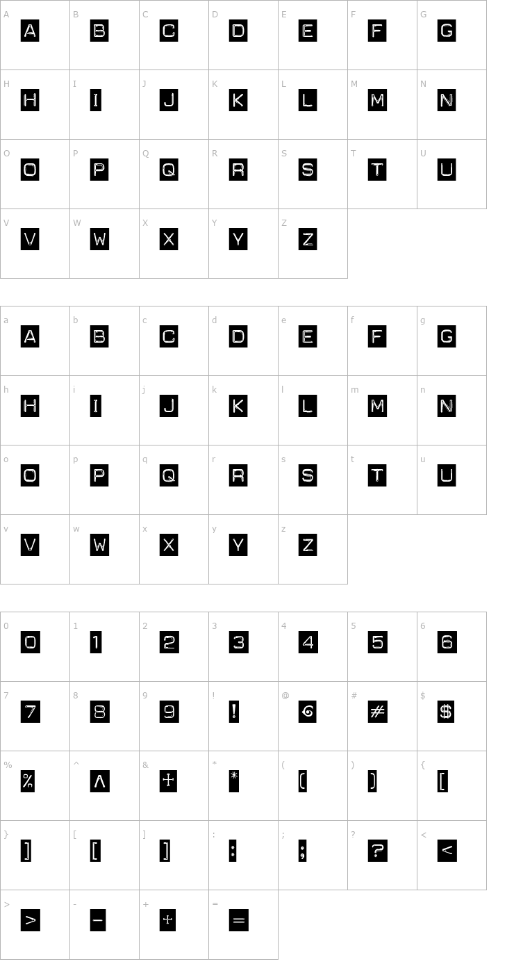 Character Map Carbon-14 Labeler Black Tape Font