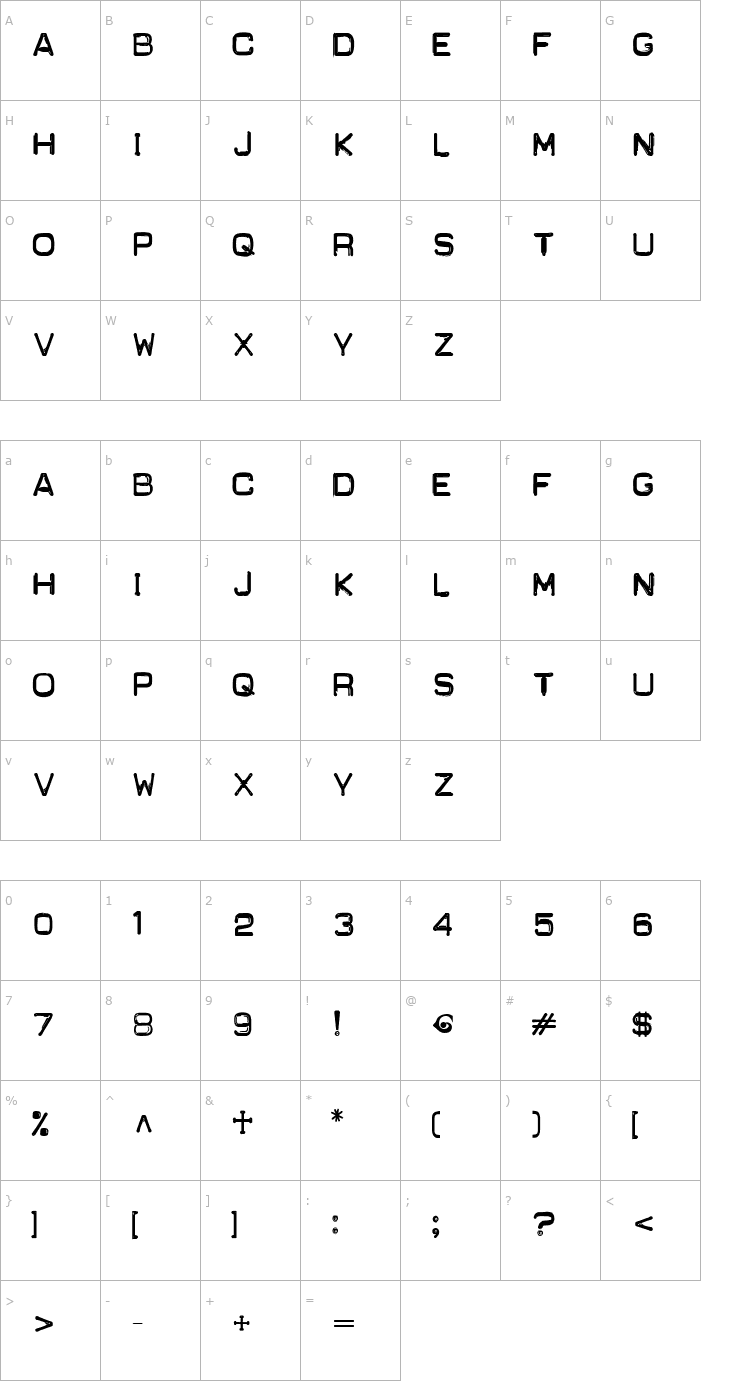 Character Map Carbon-14 Stout Font