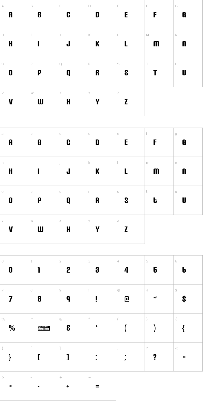 Character Map Carbon Block Font