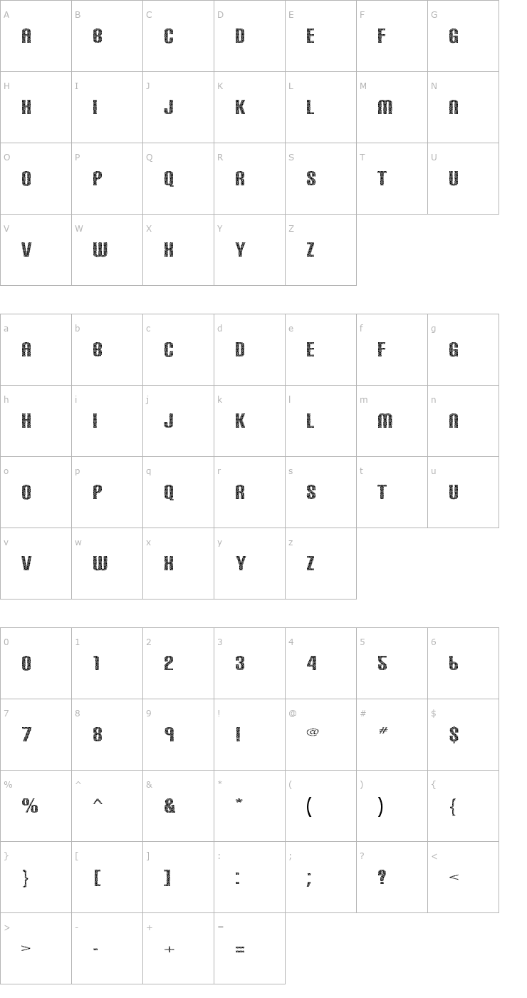 Character Map Carbon Phyber Font