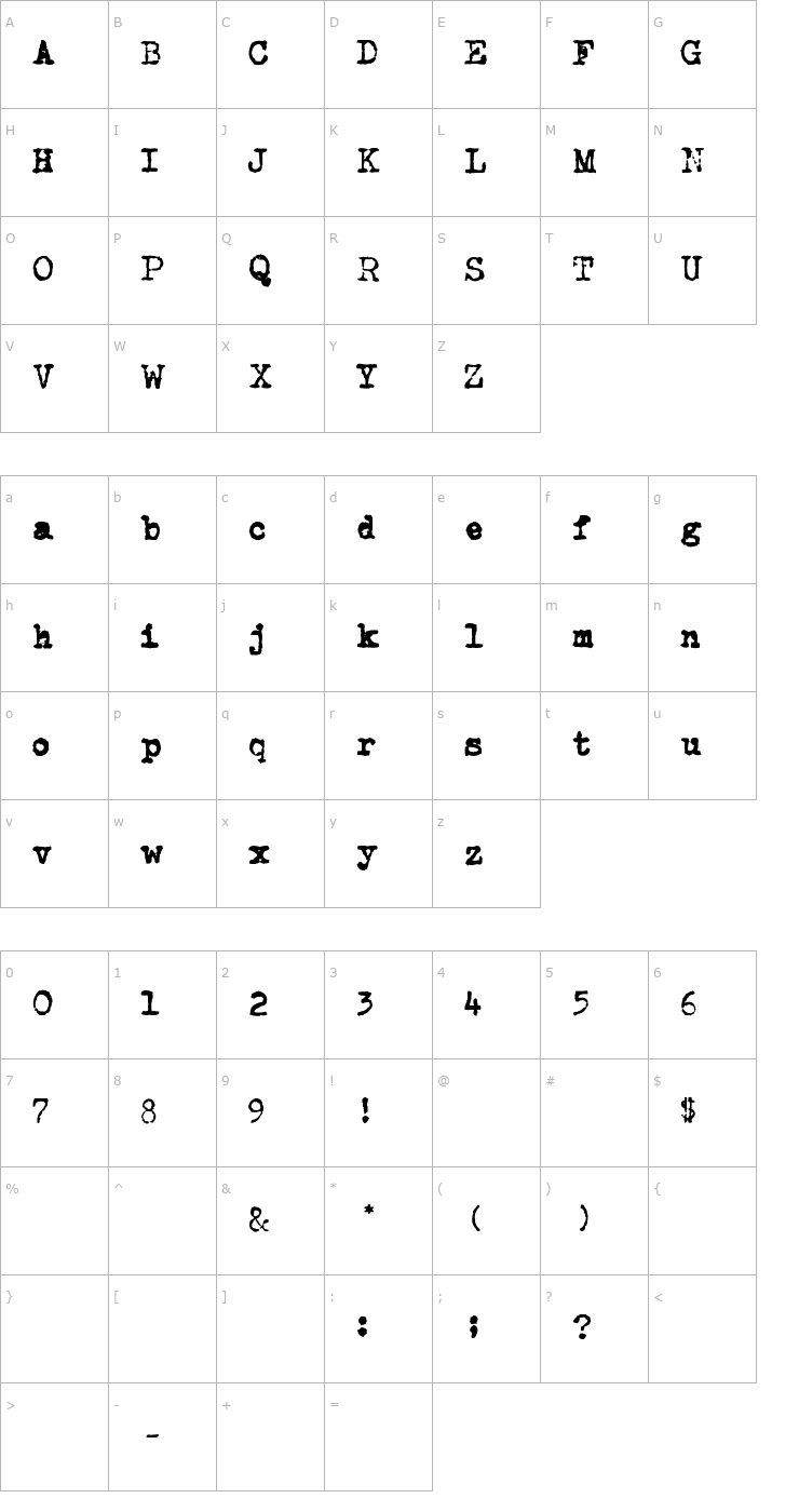 Character Map CarbonType Font