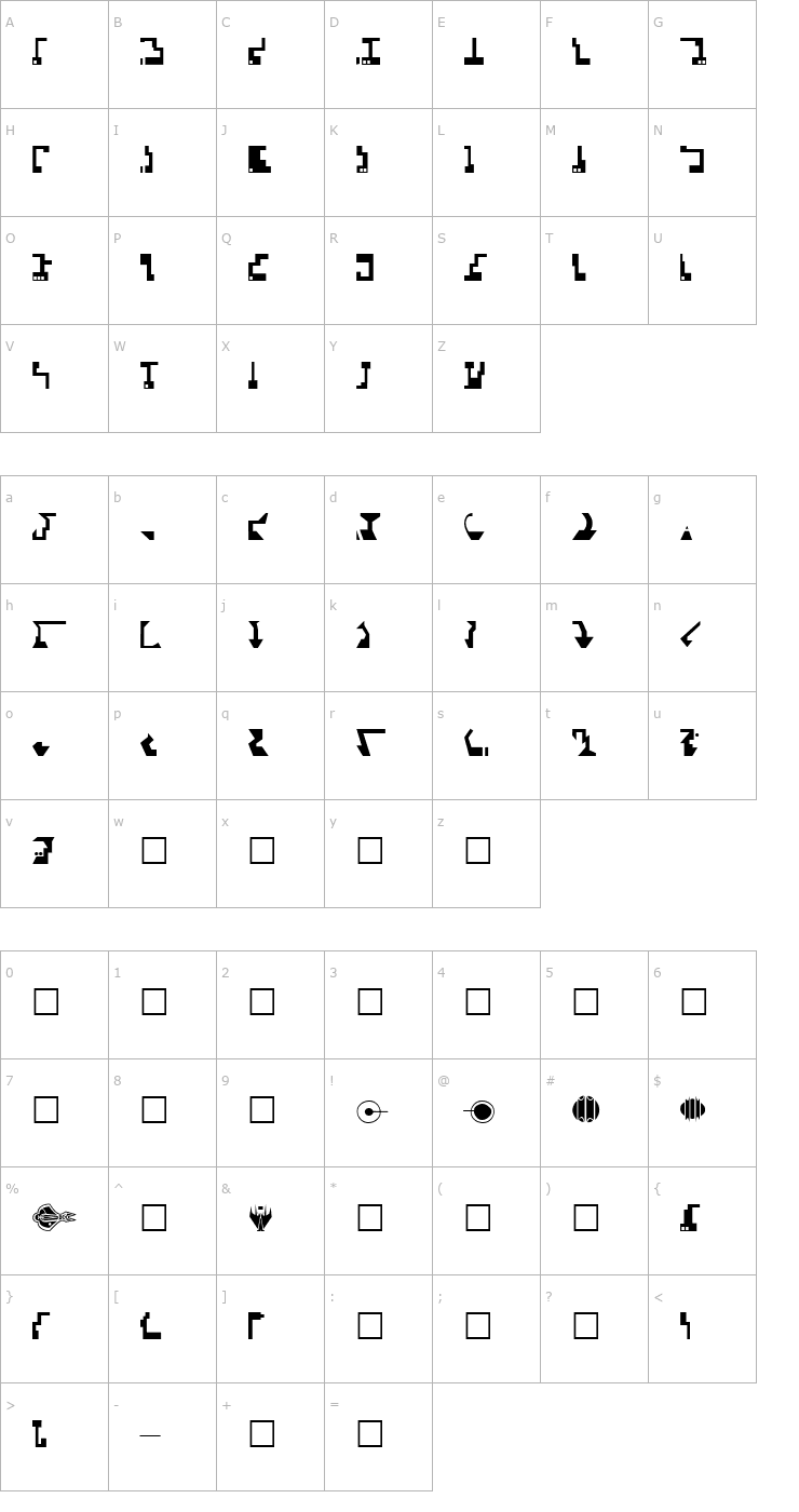 Character Map Cardassian - StarTrek canon based Font