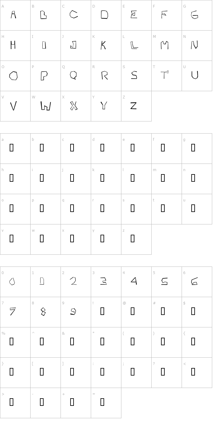 Character Map Cardboard Love Font