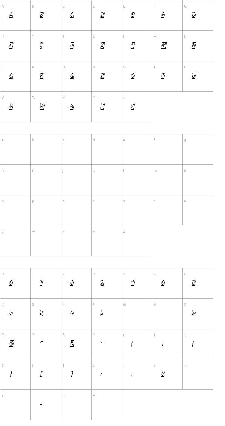 Character Map CardCamio MN Font