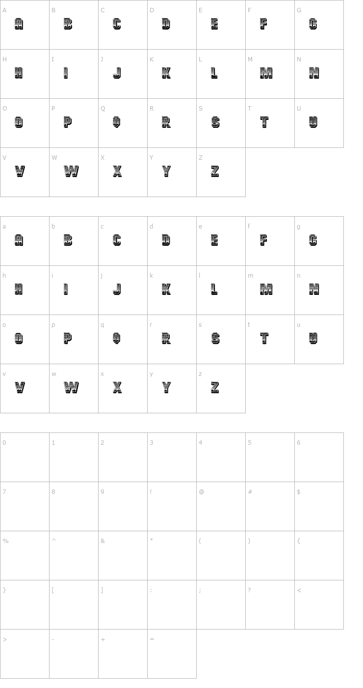 Character Map Cardiff Regular Font