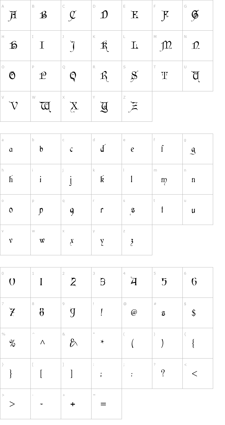 Character Map Cardinal Alternate Font
