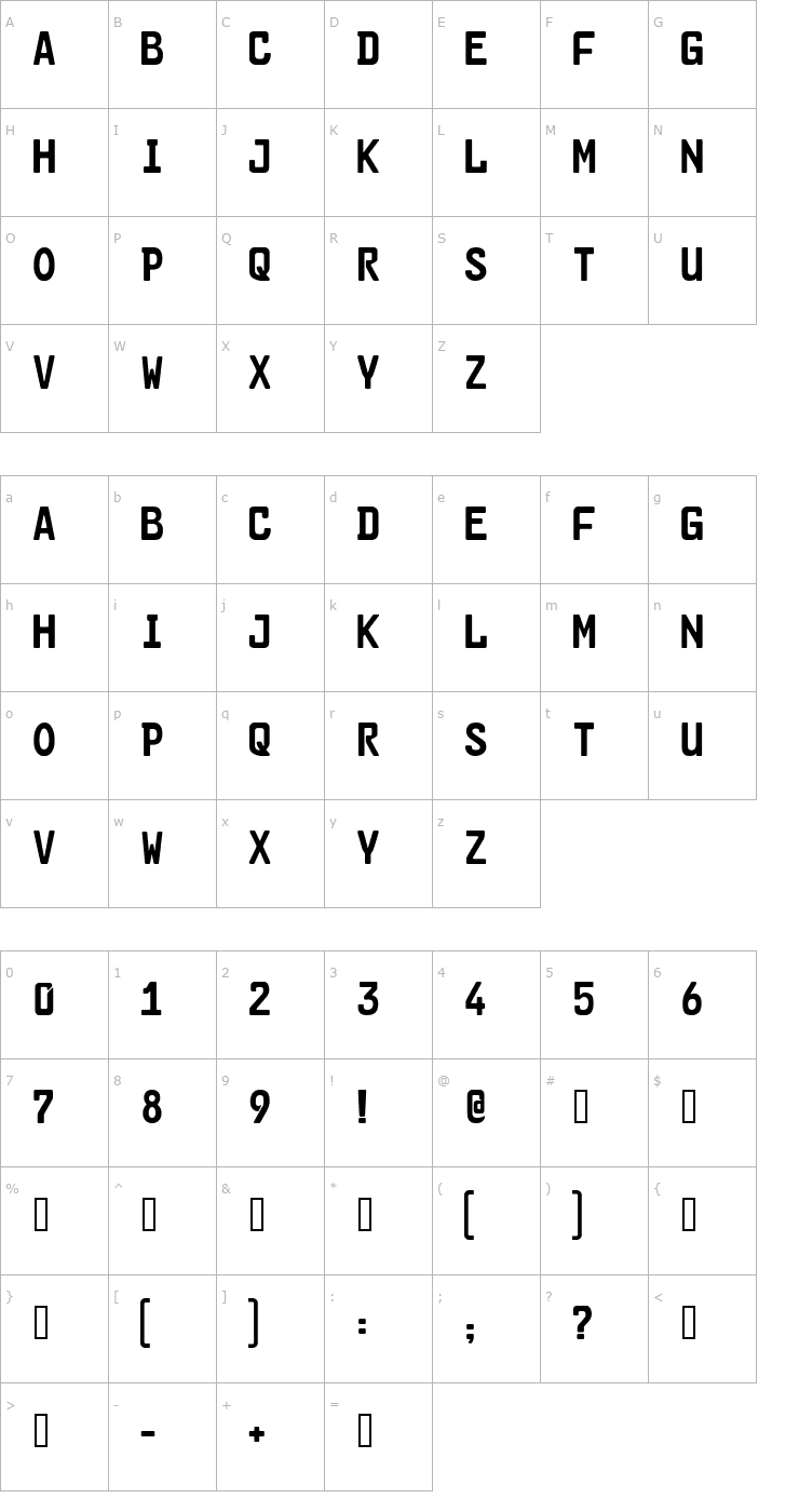 Character Map Cargo Two SF Font