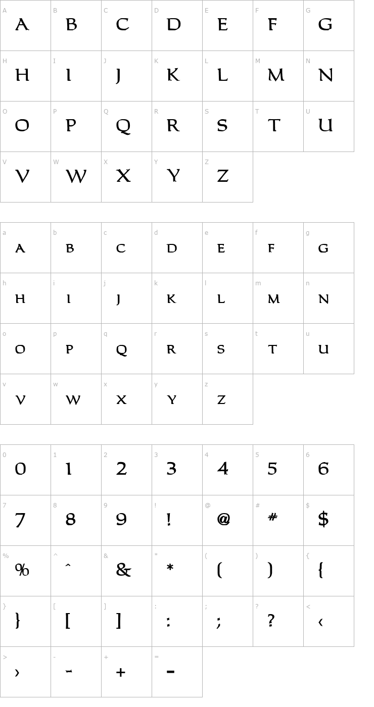 Character Map Carla Bold Font