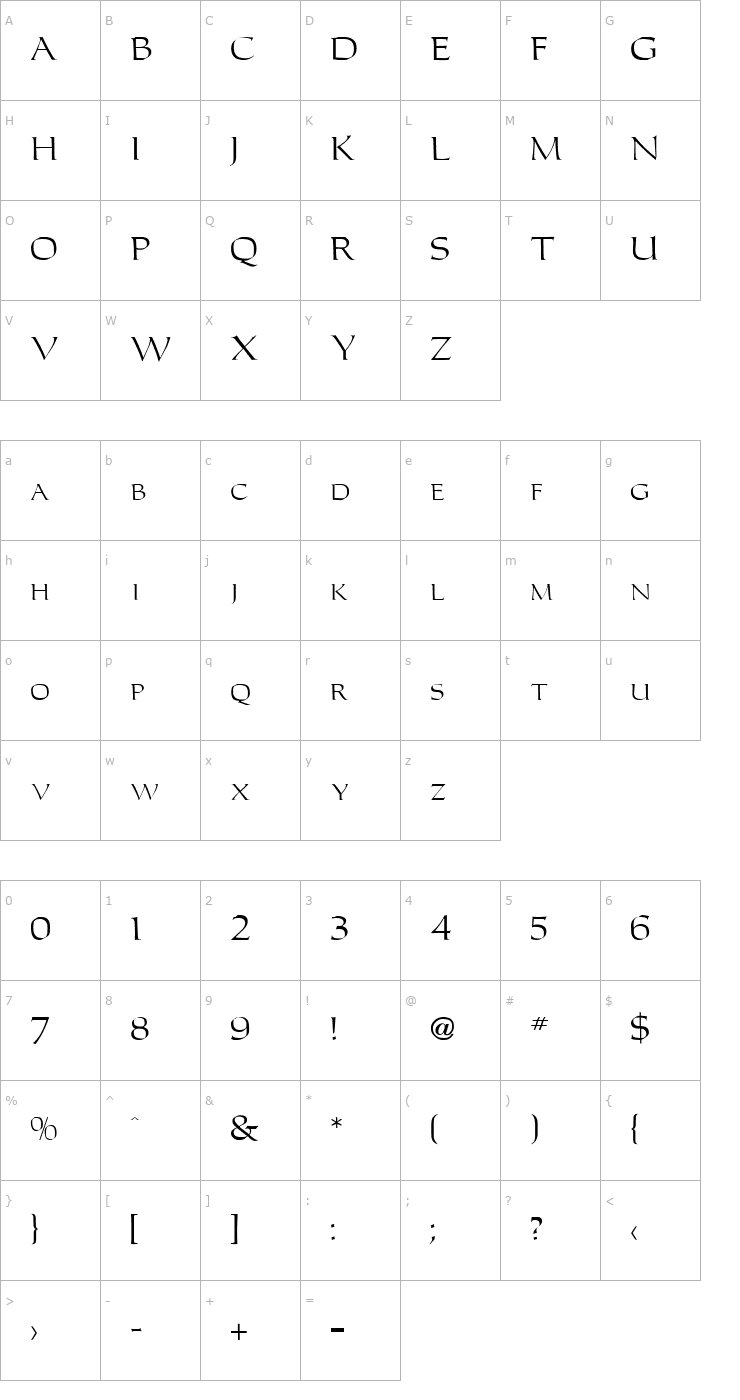 Character Map Carla Normal Font