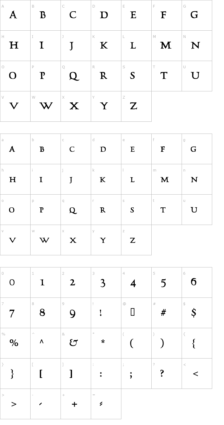 Character Map Carlisle Font