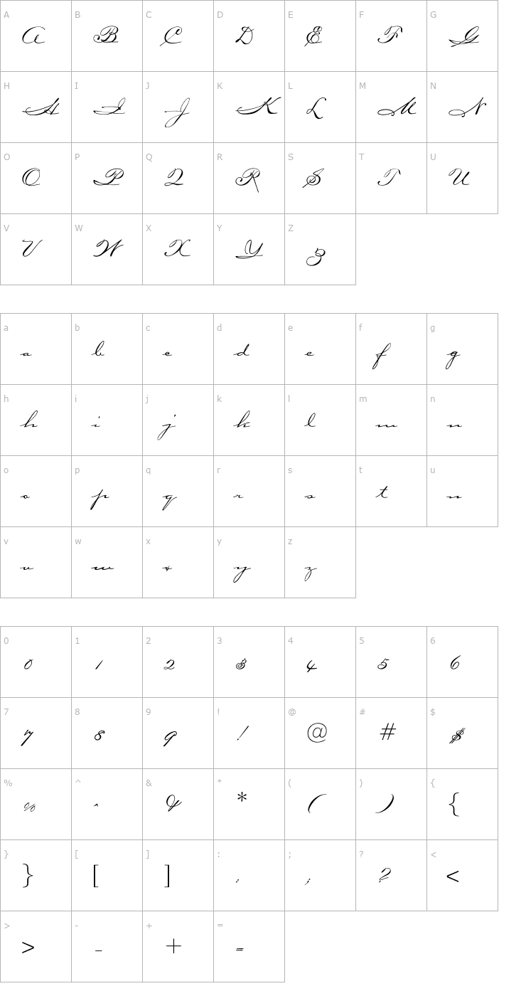 Character Map Carlotta Font