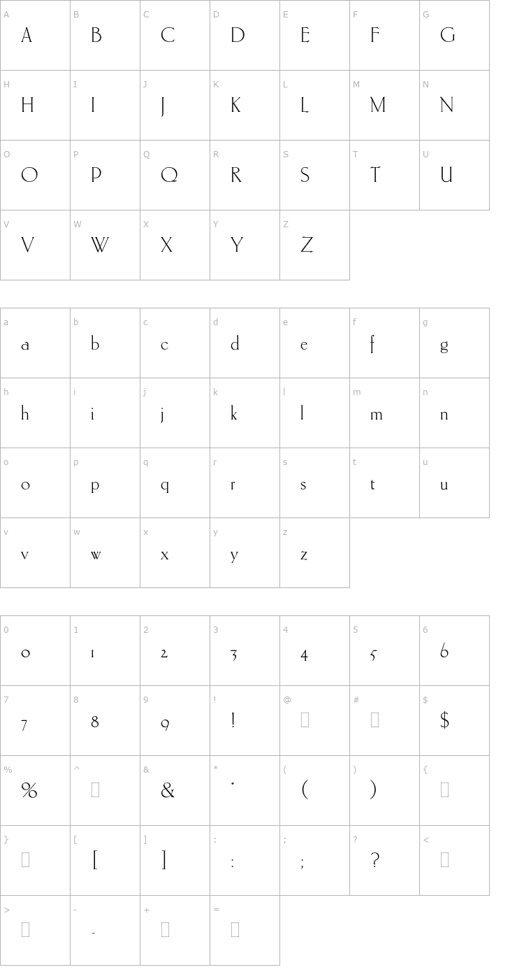 Character Map CarltonPlain Font