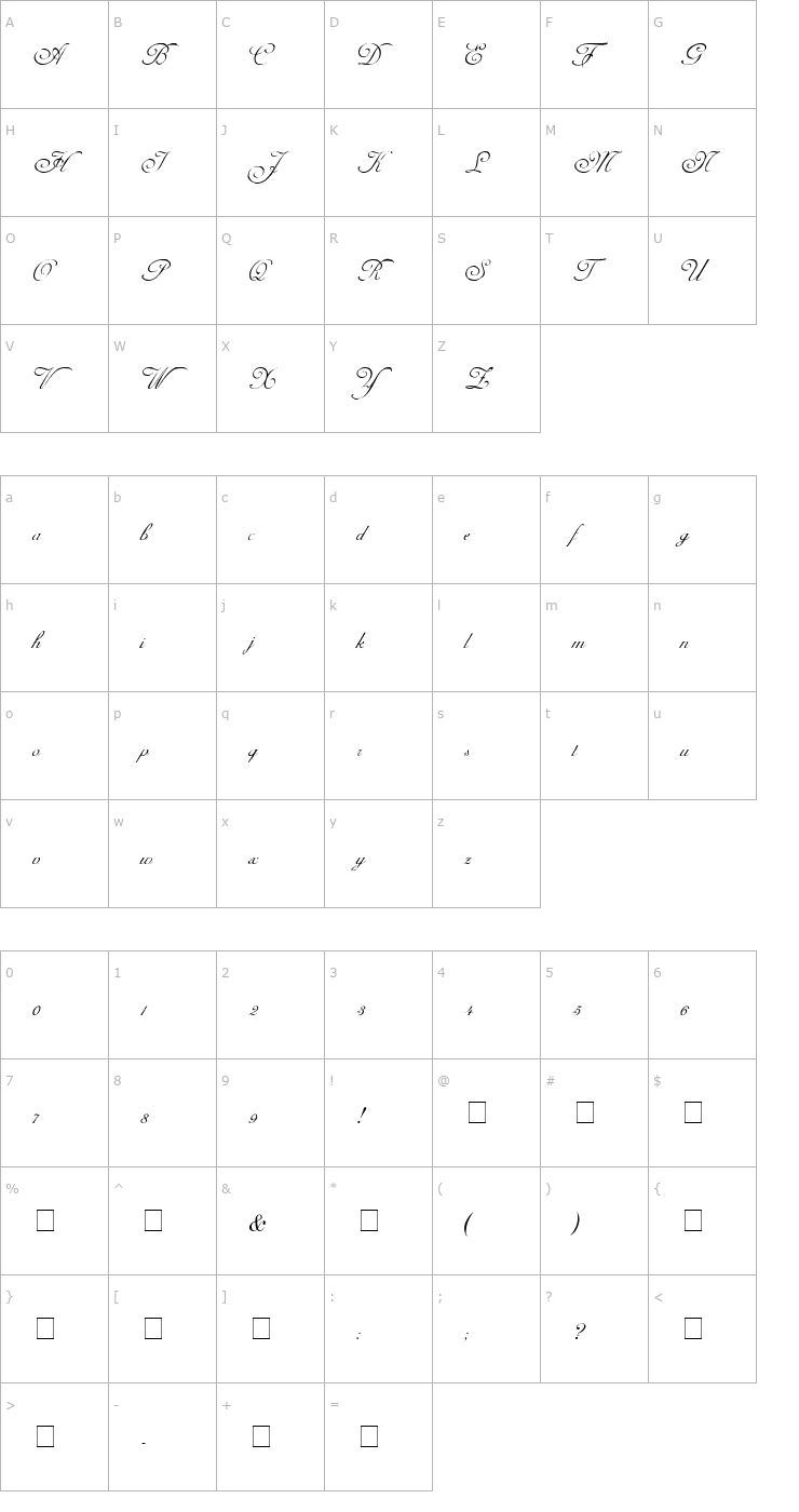 Character Map Carmel Script SSi Font