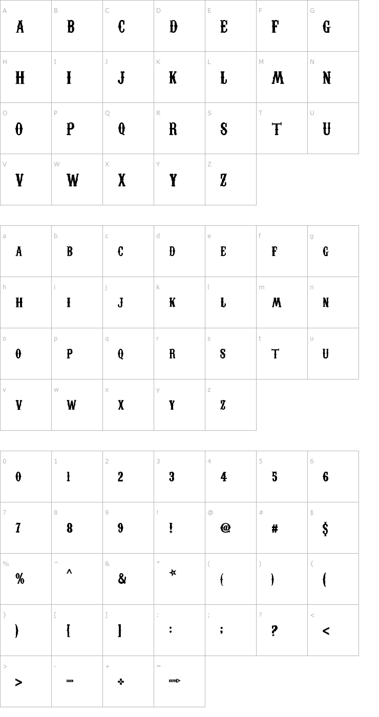 Character Map Carnevalee Freakshow Font