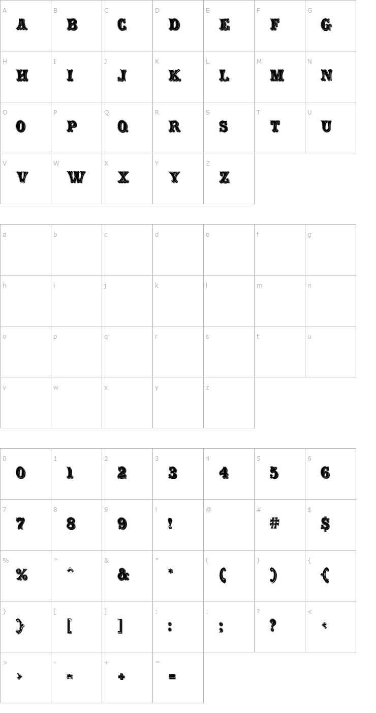 Character Map Carnival Rimmed Font