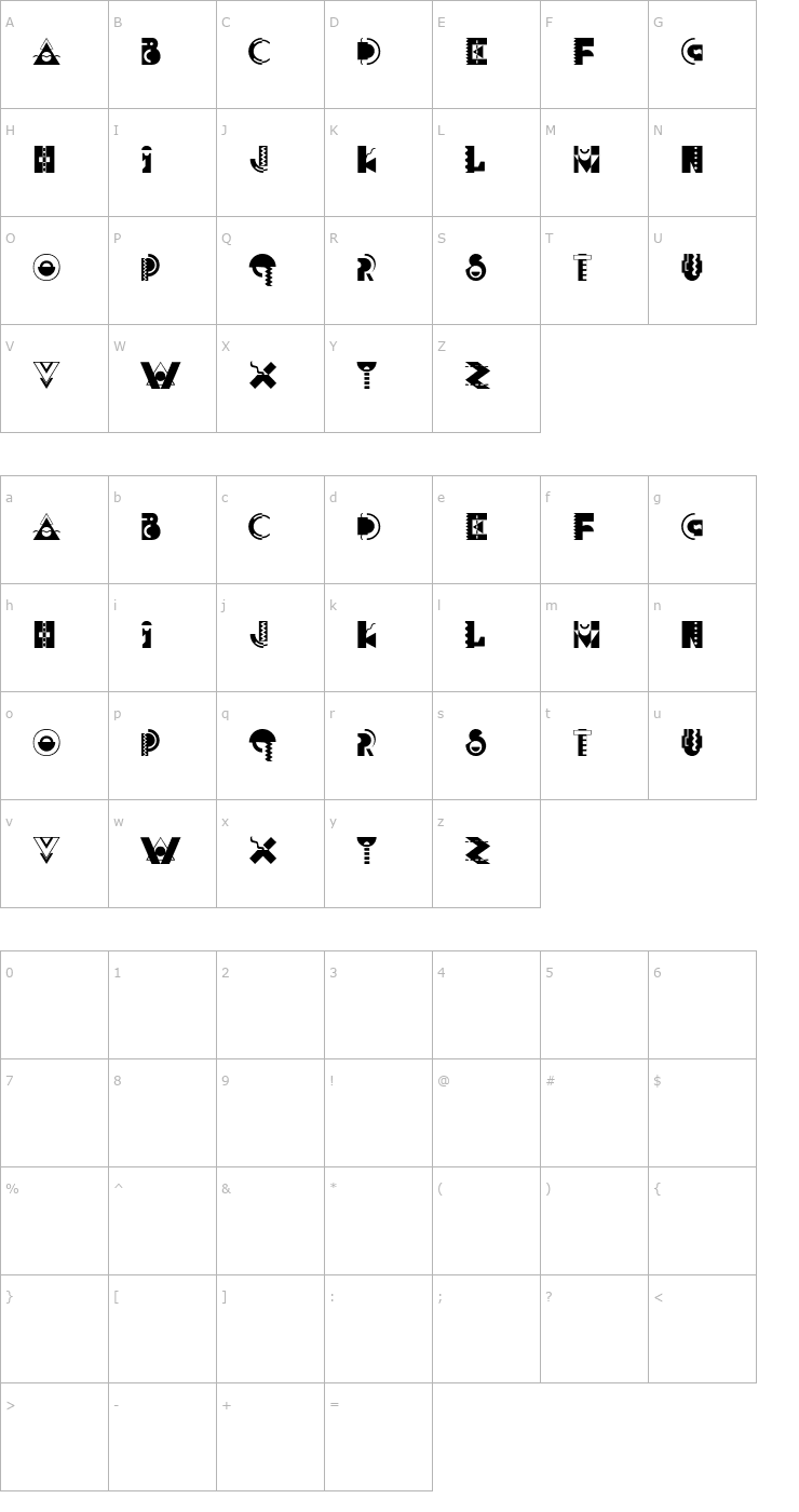 Character Map Carnivale Font