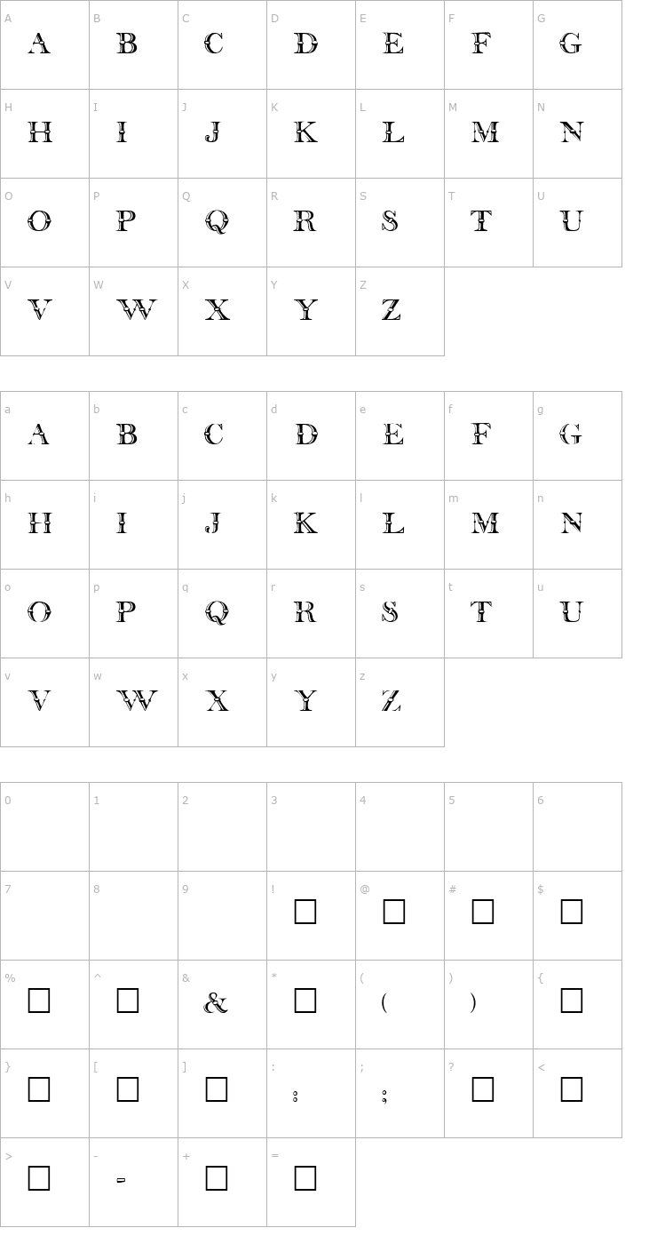 Character Map CarnivaleDisplayCapsSSK Regular Font